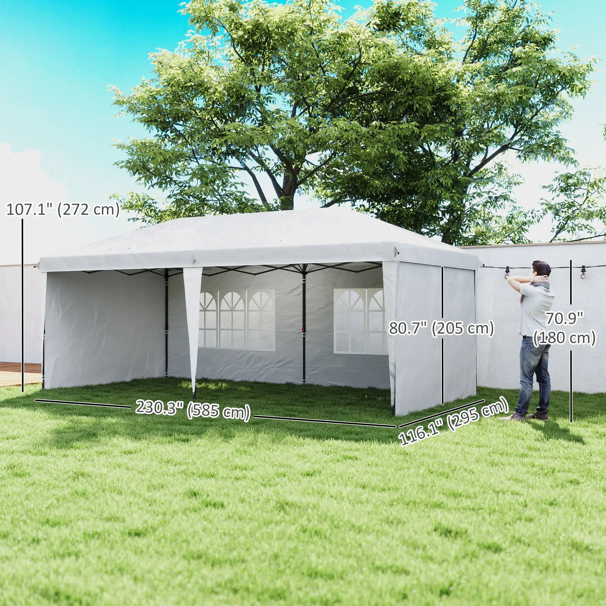 10' x 20' Outdoor Pop Up Canopy Tent, Instant Shelter With Carrying Bag, White Pop Up Canopies at Gallery Canada