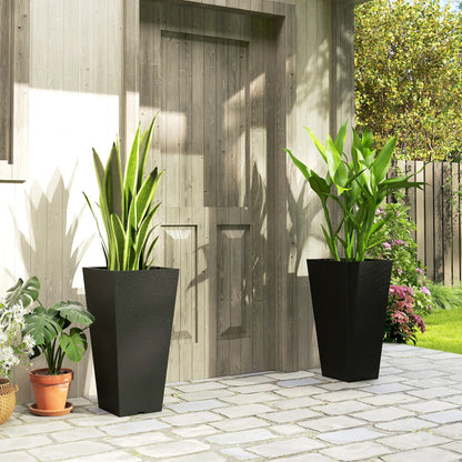 23" Tall Planters Set Of 2, Indoor Outdoor Stackable, Black Marble Finish, Black Planter Set at Gallery Canada