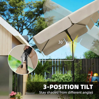 6' x 4' Beige Rectangular Patio Umbrella with Tilt Crank, Beige Sun Umbrellas at Gallery Canada