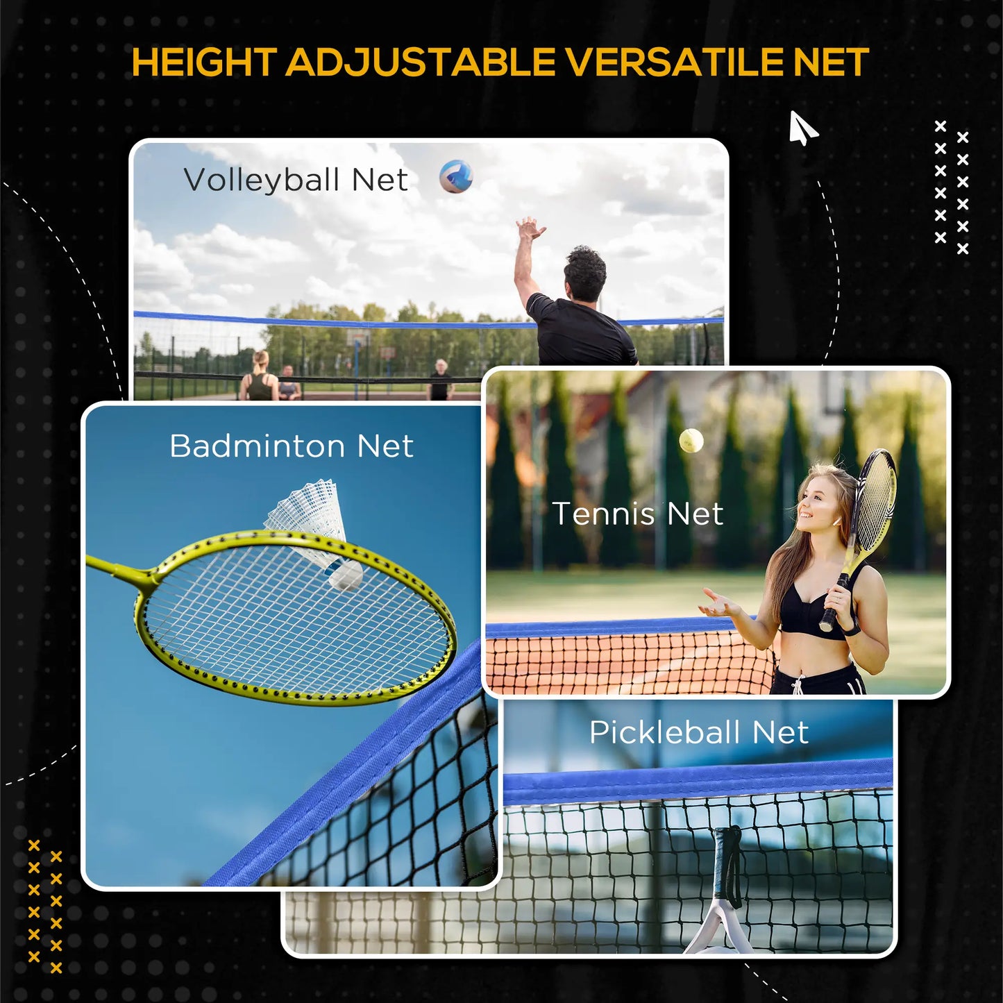 14ft Adjustable Badminton Net, Carry Bag, for Tennis, Pickleball, Volleyball Badminton at Gallery Canada