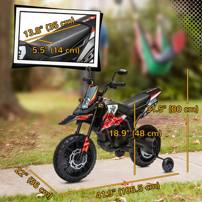 12V Kids Electric Motorcycle, Battery Powered Dirt Bike with Training Wheels, Red Electric Ride On Toys at Gallery Canada