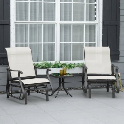 3PCs Gliding Rocking Chair, Bistro Tea Table Set, White Cream Outdoor Gliders at Gallery Canada