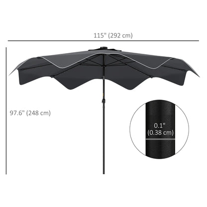Solar Patio Umbrella with LED, Tilt, Crank, 10 x 10 ft, Dark Grey Sun Umbrellas at Gallery Canada