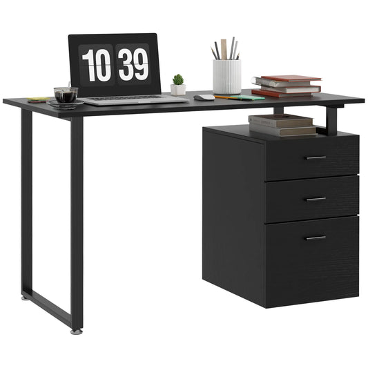 47" Computer Desk With Drawers, Modern Writing Desk, Black Computer Desks Black at Gallery Canada