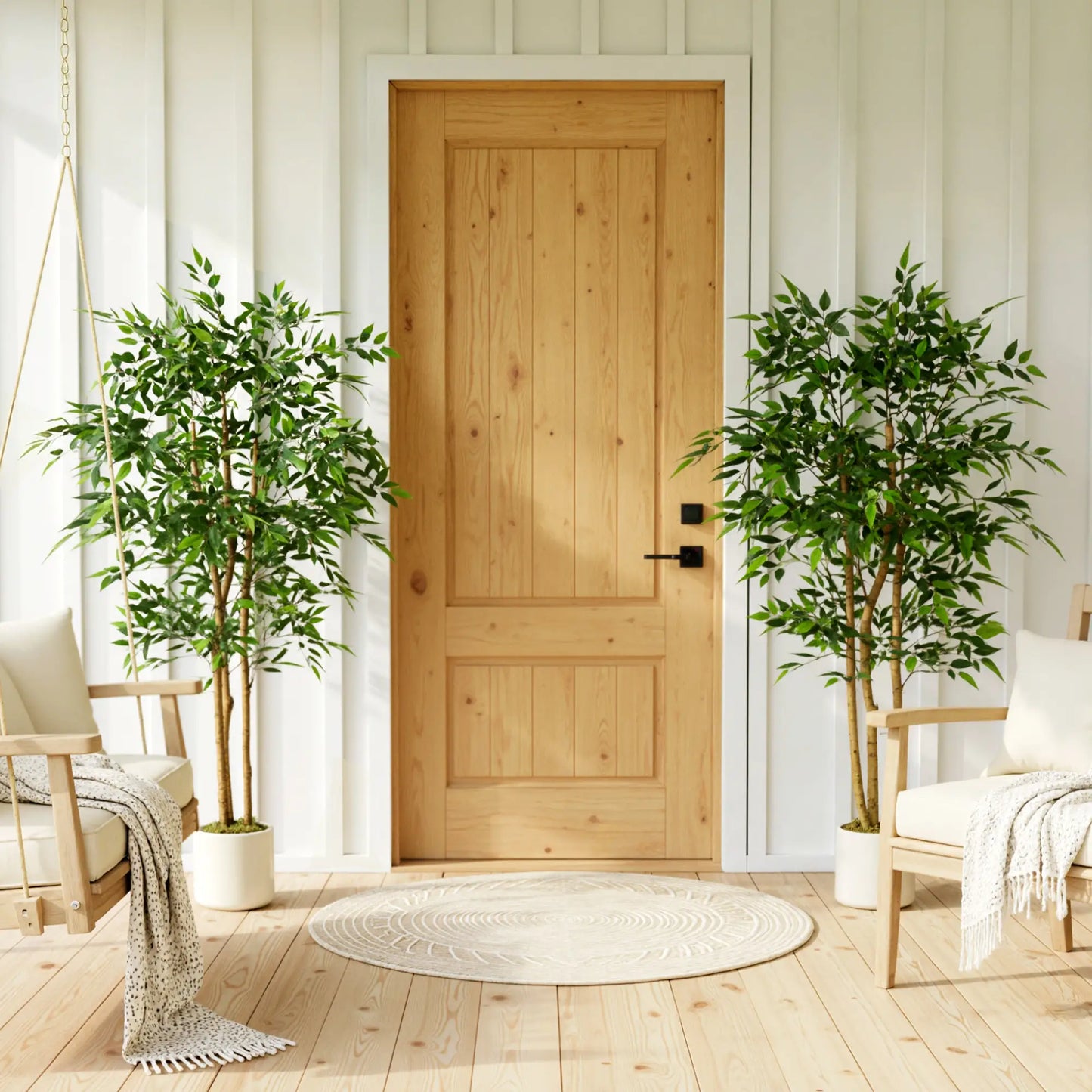5FT Artificial Banyan Tree Set Of 2, Fake Potted Tree With Solid Wood Trunk Artificial Trees at Gallery Canada