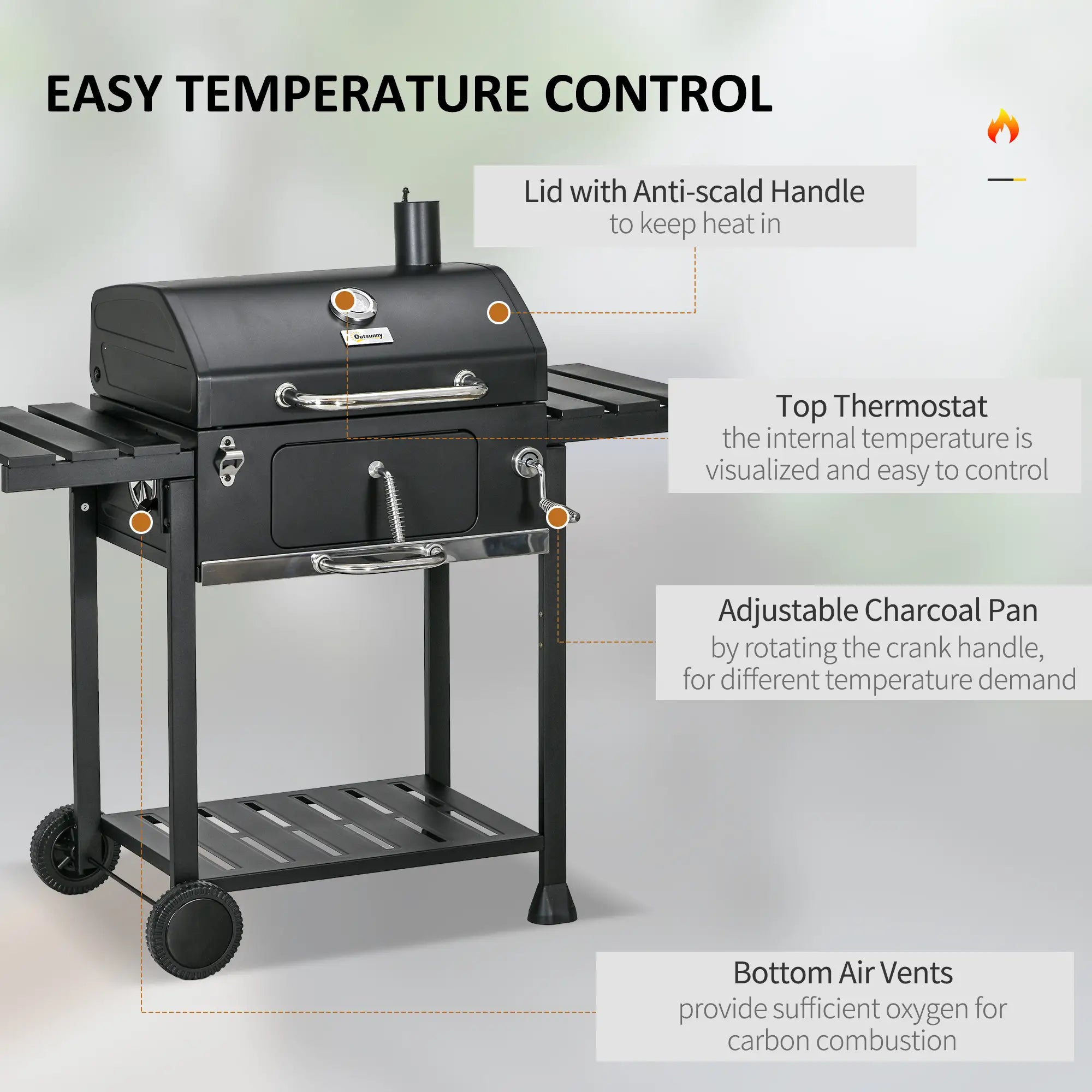 Charcoal BBQ Grill Smoker With Adjustable Pan, Galvanised Steel Shell Charcoal BBQ Grils at Gallery Canada