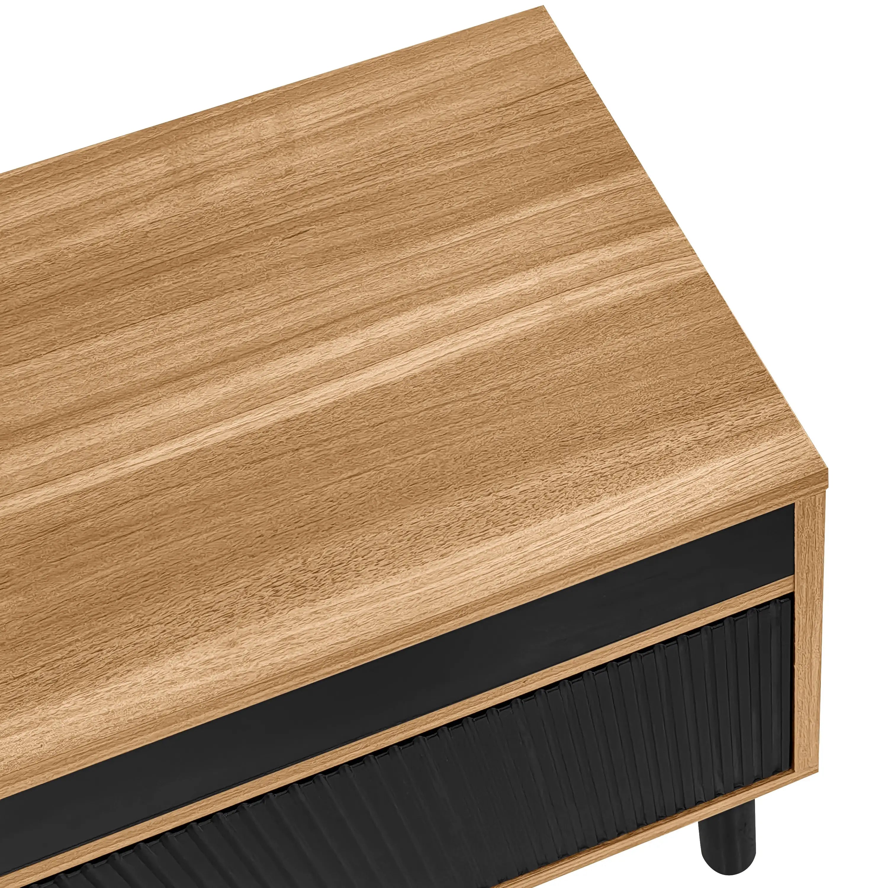 Elegant Stripe Design Stand, Sturdy Wooden Legs, 3 Doors, 67