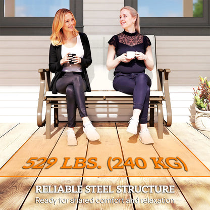 Double Gliding Chair, Patio Glider, Outdoor Mesh Seat, Steel Frame, Cream White Outdoor Gliders at Gallery Canada