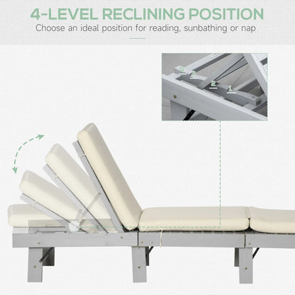 Wooden Folding Chaise Lounge, Outdoor Chair, Adjustable Back, Light Grey Chaise Loungers at Gallery Canada