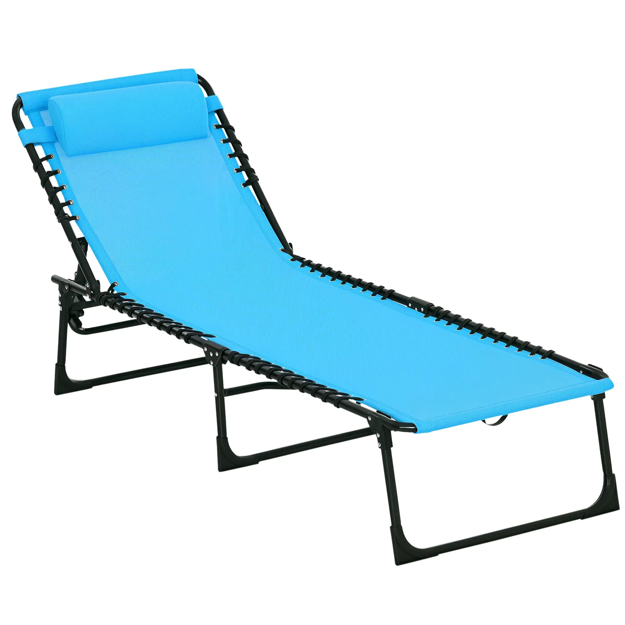 Outdoor Folding Lounge Chair, 4-Level Adjustable, Sky Blue Lounger Chairs Sky Blue at Gallery Canada