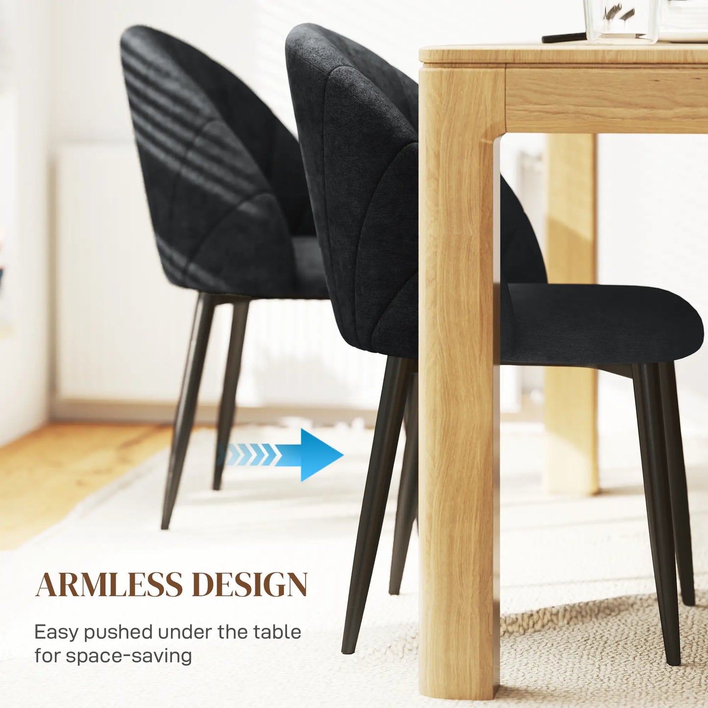 Modern Dining Chairs Set of 4, Upholstered, Metal Legs, Black Dining Chairs at Gallery Canada