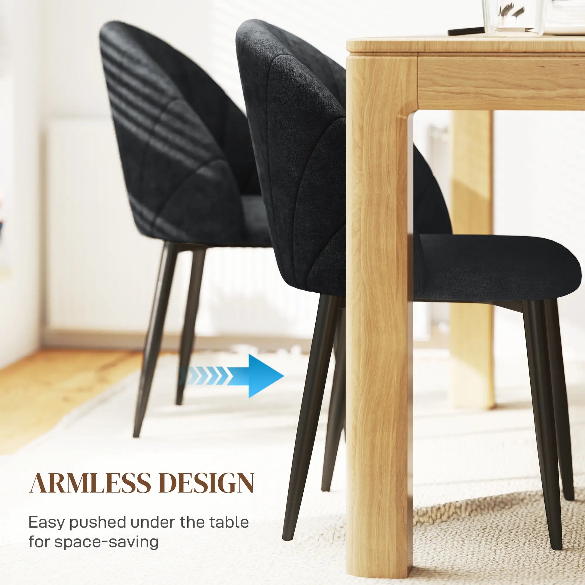 Modern Dining Chairs Set of 4, Upholstered, Metal Legs, Black Dining Chairs at Gallery Canada