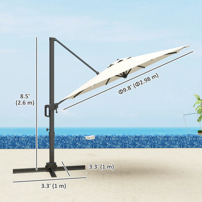 10' Offset Patio Umbrella, Aluminum Pole, 360° Rotation, Tilt, White Offset Cantilever Umbrellas at Gallery Canada