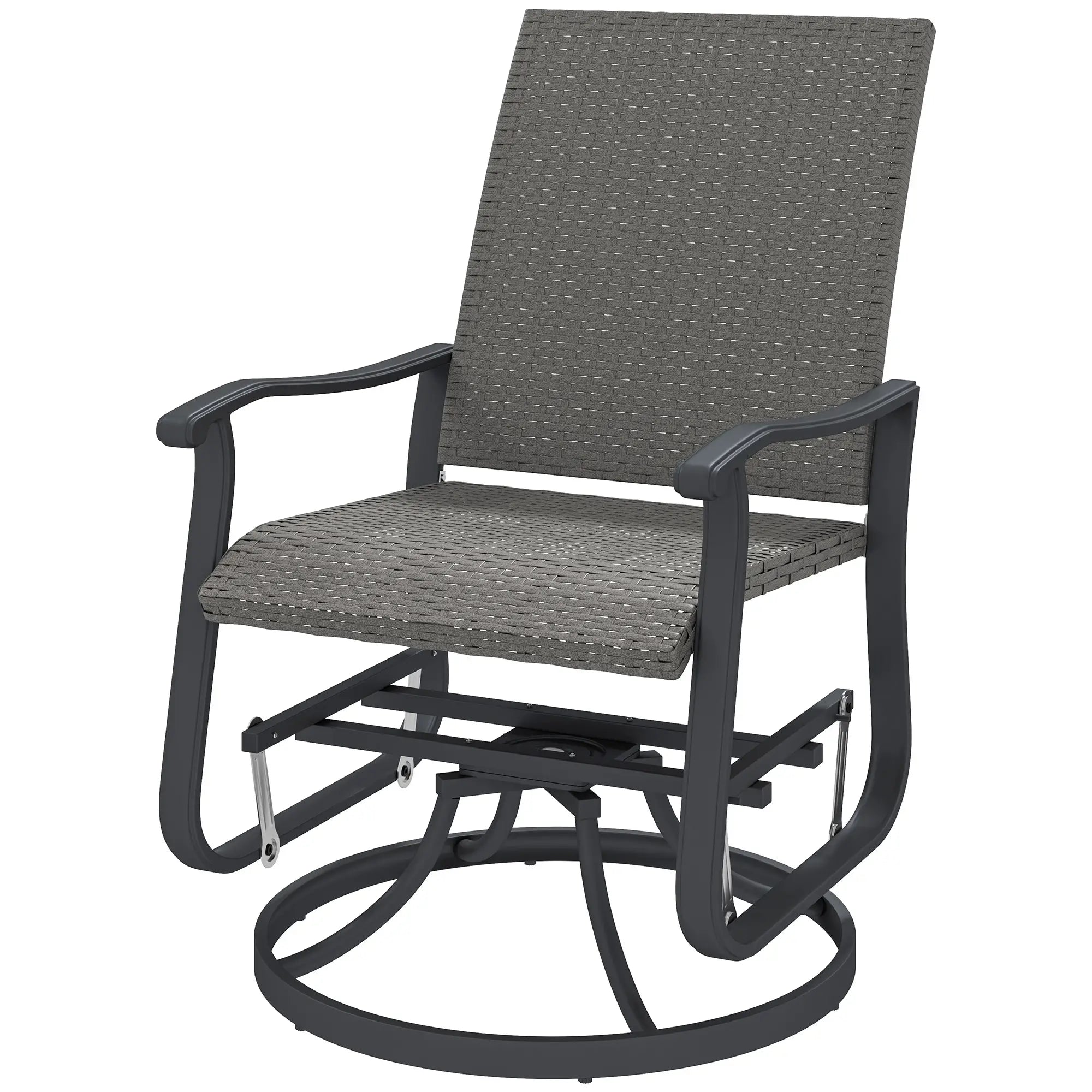 Rattan Patio Glider, Wicker Outdoor Chair, Steel Frame, Grey Outdoor Gliders Grey at Gallery Canada