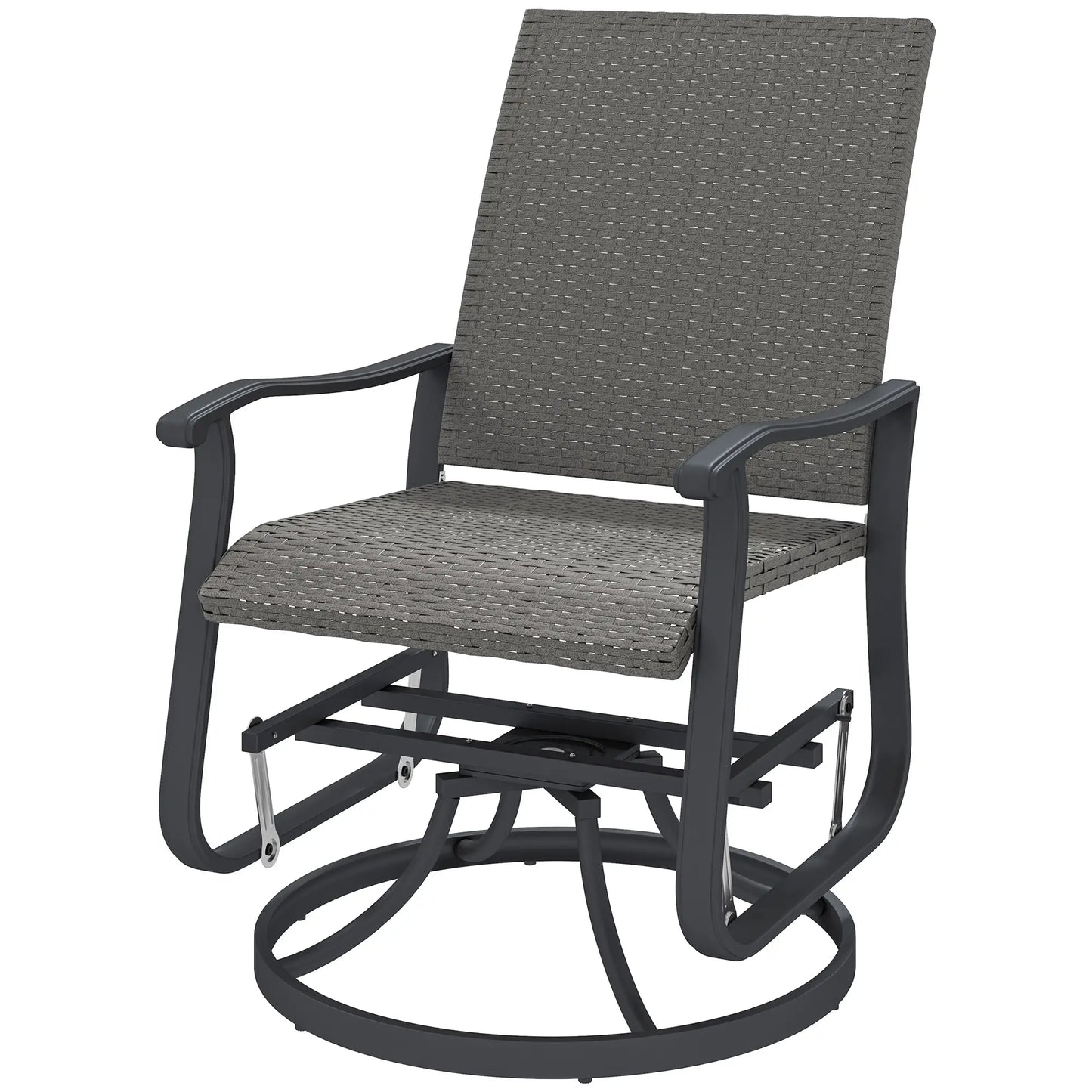 Rattan Patio Glider, Wicker Outdoor Chair, Steel Frame, Grey Outdoor Gliders Grey at Gallery Canada