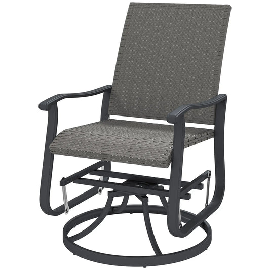 Rattan Patio Glider, Wicker Outdoor Chair, Steel Frame, Grey Outdoor Gliders Grey at Gallery Canada