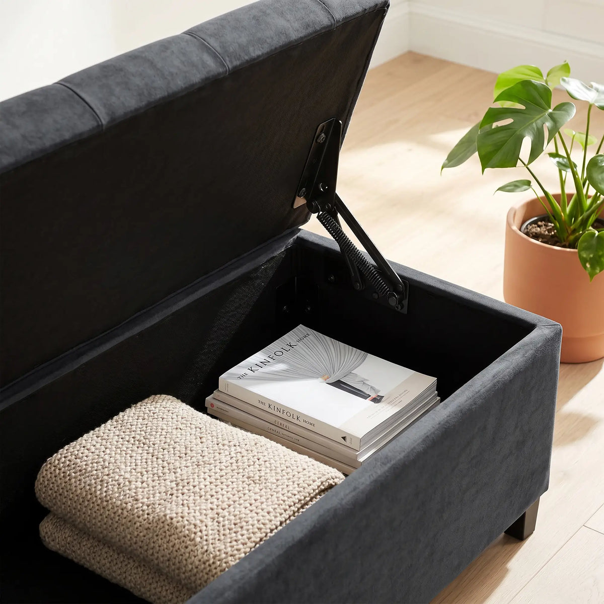 Storage Ottoman Bench, 63" for Queen/King Bed, Dark Grey Storage Ottomans & Benches at Gallery Canada