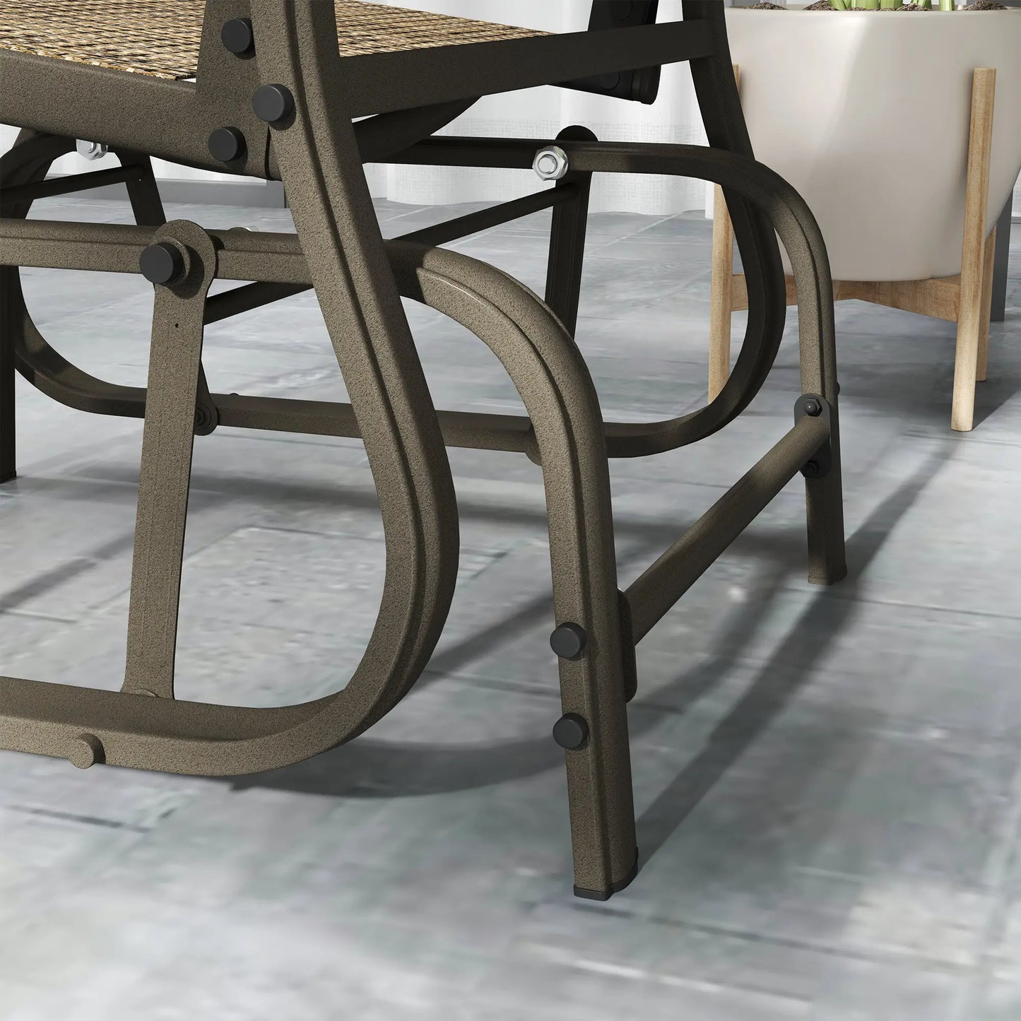 3PCs Gliding Rocking Chair, Bistro Tea Table Set, Brown Outdoor Gliders at Gallery Canada
