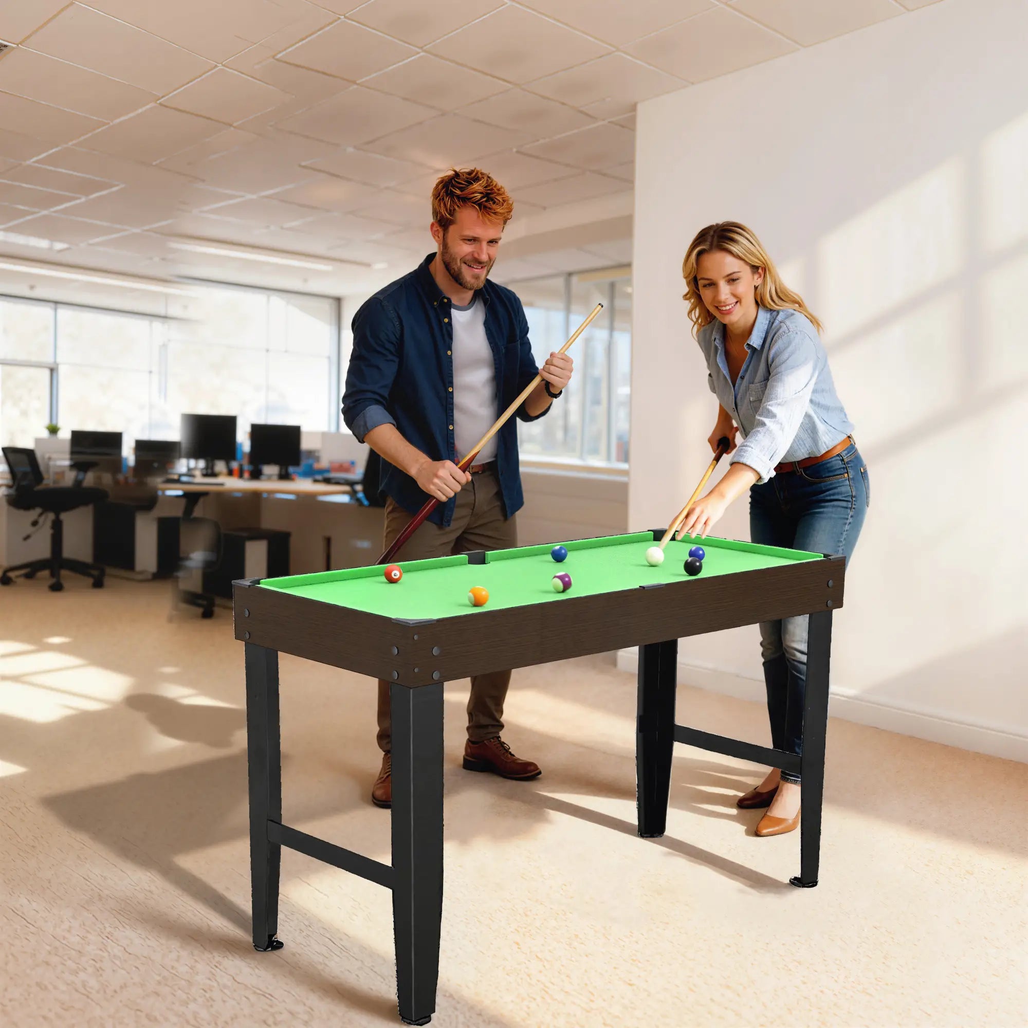 55 Inch Mini Pool Table, 2 Cues, 16 Balls, Accessories, Green Game Tables at Gallery Canada