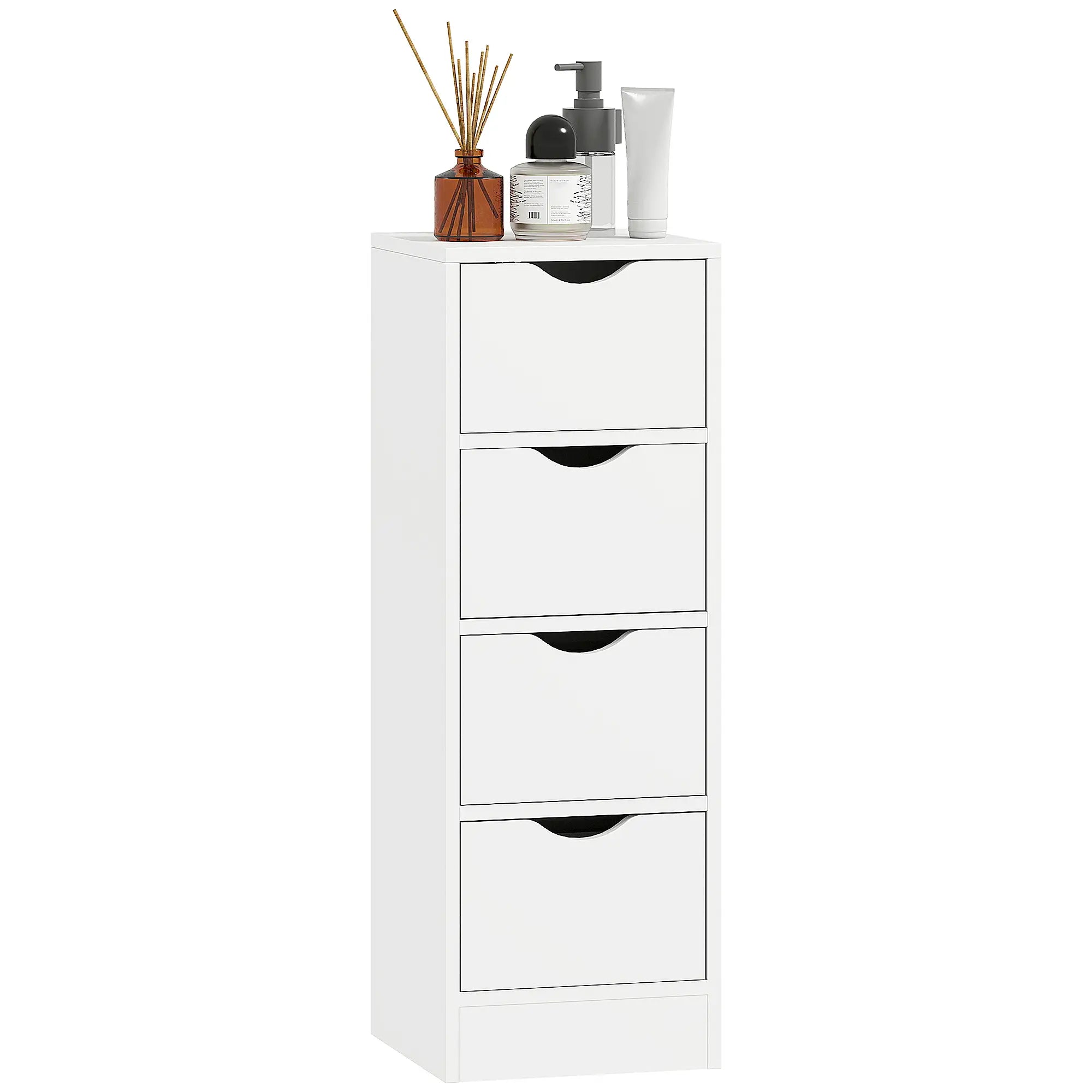 4-Drawer Bathroom Cabinet, Freestanding Narrow Storage, White Bathroom Cabinets at Gallery Canada