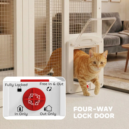 Large Catio, 63" L Outdoor Cat House with 4-Way Door, Hammock, 2 Platforms Outdoor Cat Enclosures at Gallery Canada