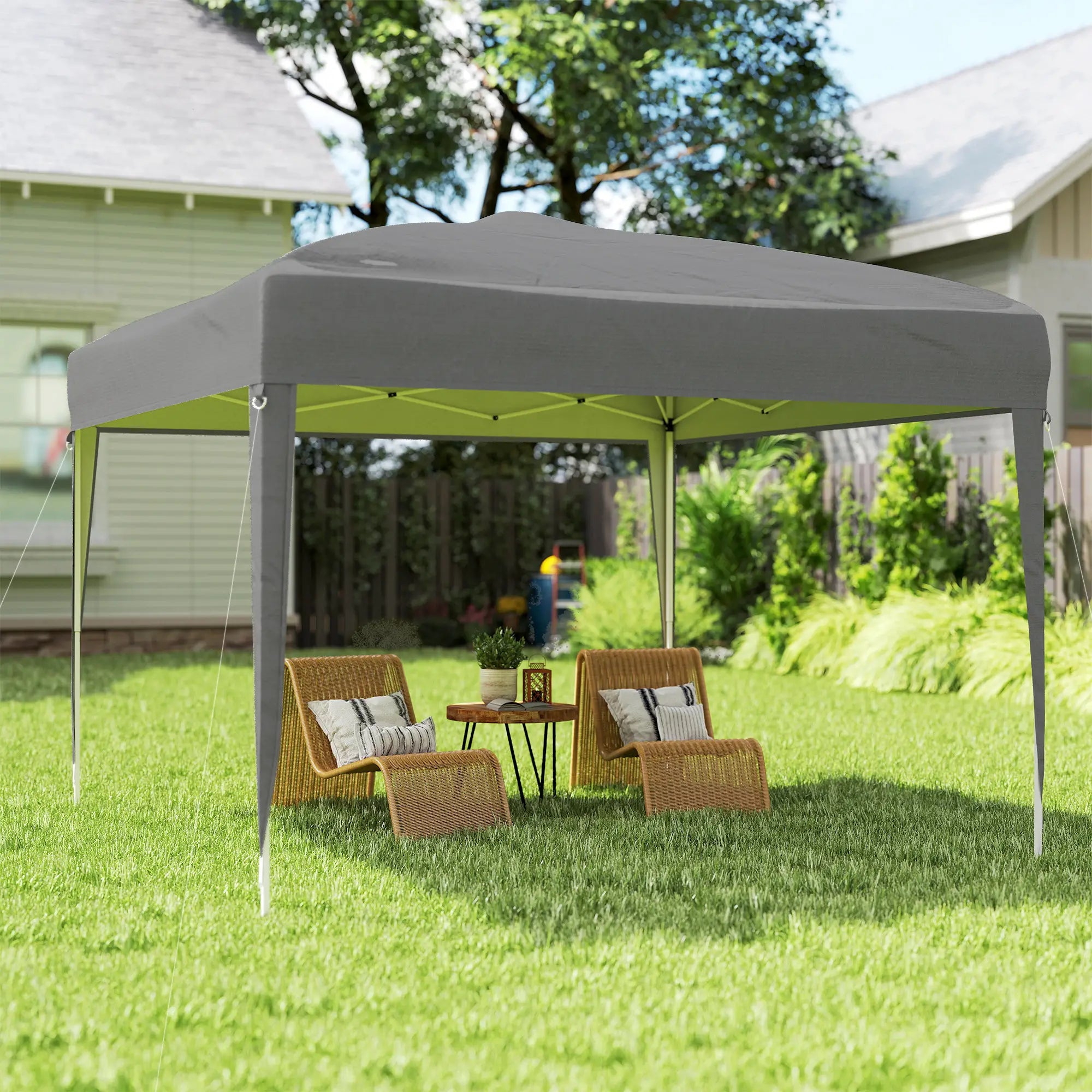 10 x 10ft Folding Pop Up Tent, Outdoor Gazebo Canopy, Grey Pop Up Canopies at Gallery Canada