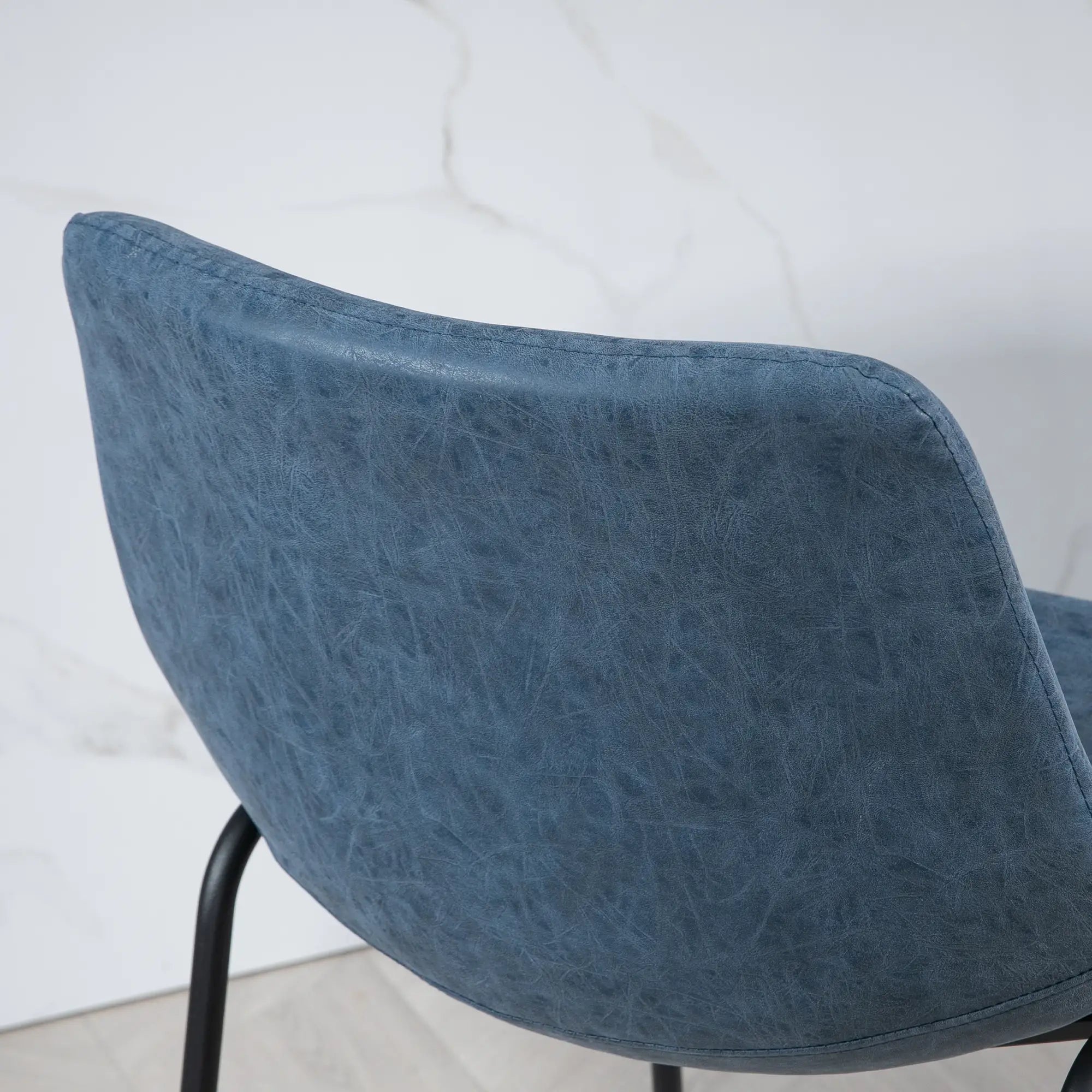 Vintage PU Leather Bar Stools, Set of 2, w/ Footrest, Blue Bar Stools at Gallery Canada