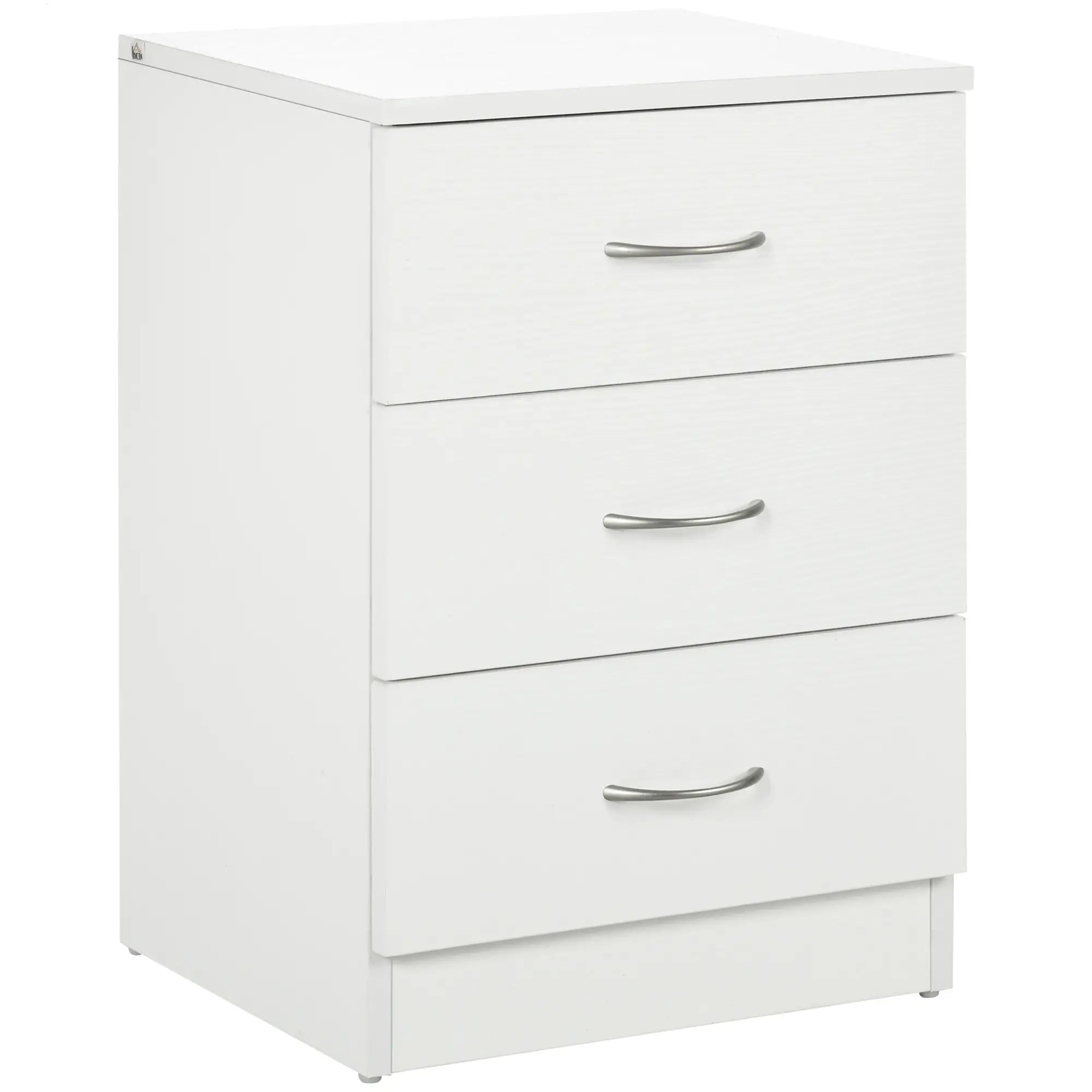 Modern Wood Nightstand, 3 Drawers, Anti-Tipping, White Bedside Tables at Gallery Canada