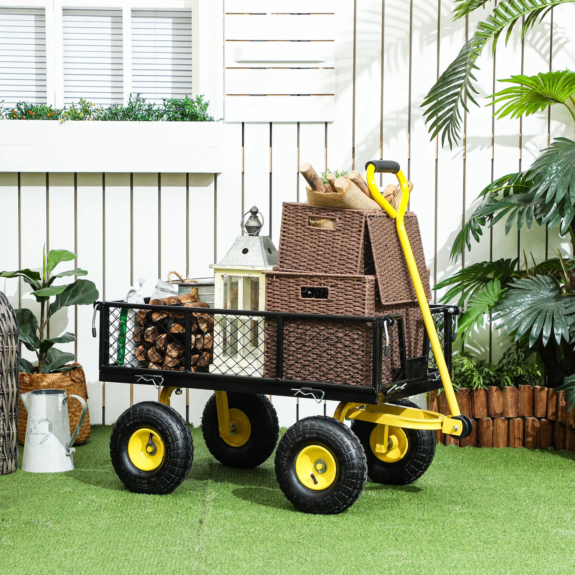 Steel Garden Cart, Utility Wagon, Removable Sides, 10