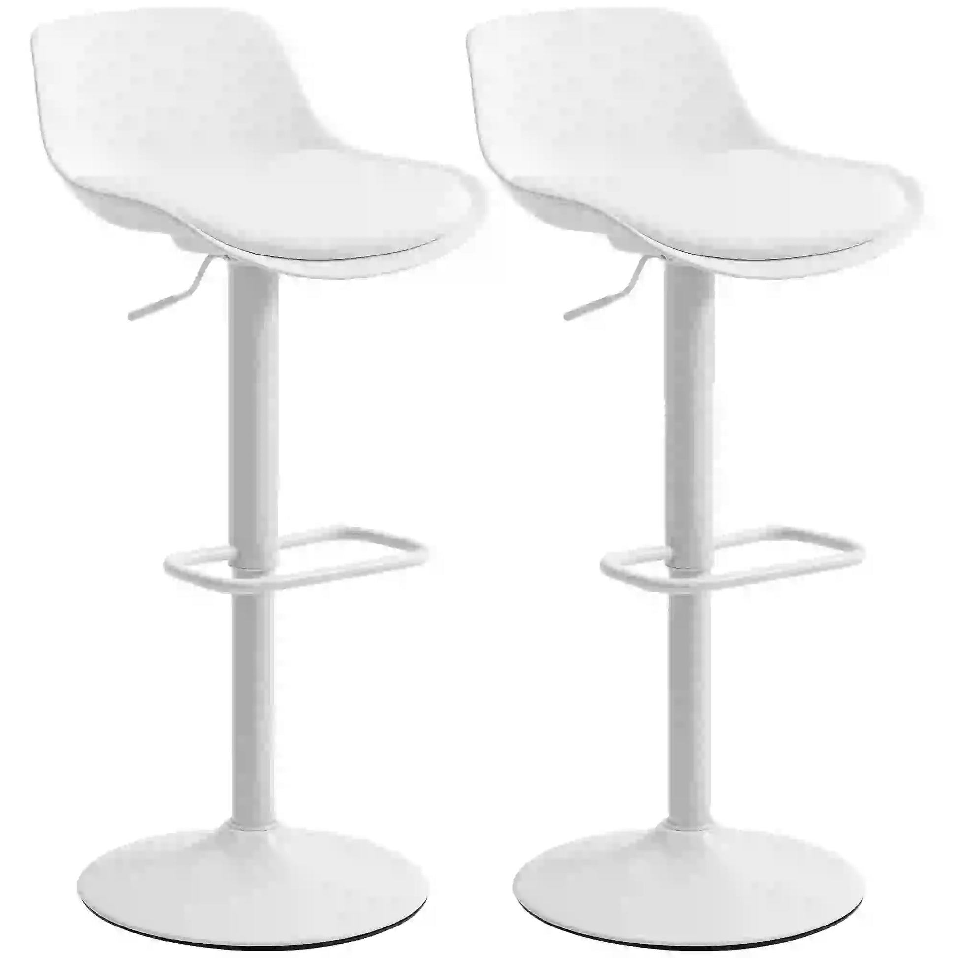 Counter Height Bar Stools Set of 2, Adjustable Swivel PU Leather, White Bar Stools White at Gallery Canada