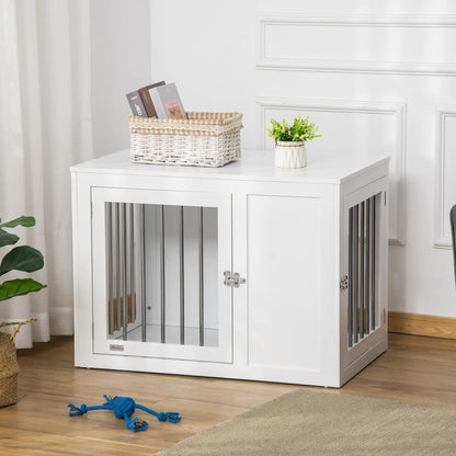 2-in-1 Dog Cage and Side Table, Two Lockable Doors, Medium Size, White Houses, Kennels & Pens at Gallery Canada