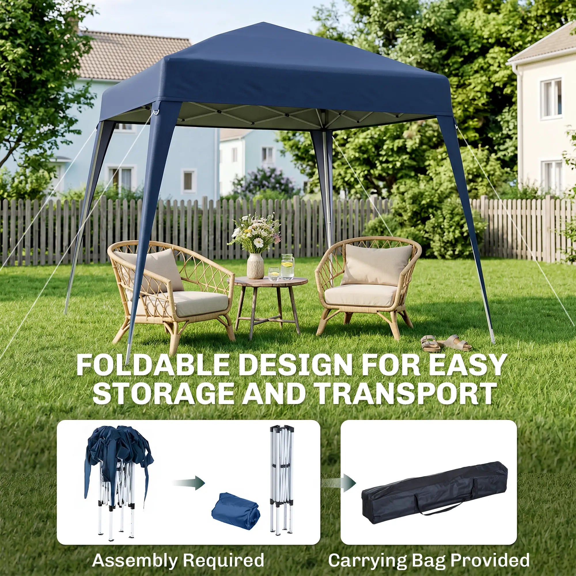 8' x 8' Pop Up Canopy, Portable Folding Tent, Blue Pop Up Canopies at Gallery Canada