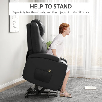 Power Recliner, Electric Lift Chair for Elderly with Footrest, Remote Control, Side Pockets and Cup Holders, Grey Electric Power Lift Chairs at Gallery Canada