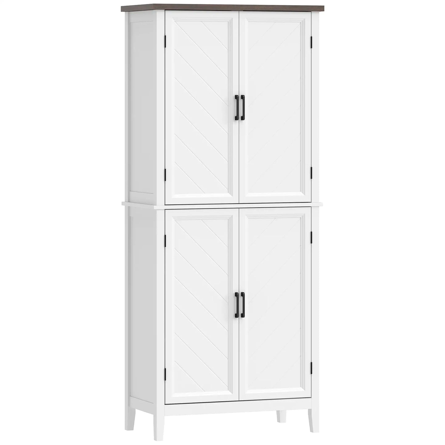 70" Tall Kitchen Cabinet, 4 Doors, 4 Adjustable Shelves, White Kitchen Pantry Cabinets White, Brown at Gallery Canada