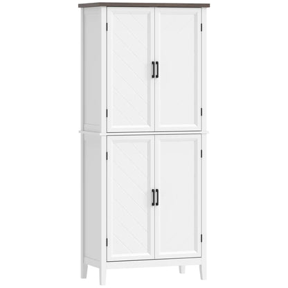 70" Tall Kitchen Cabinet, 4 Doors, 4 Adjustable Shelves, White Kitchen Pantry Cabinets White, Brown at Gallery Canada