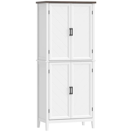 70" Tall Kitchen Cabinet, 4 Doors, 4 Adjustable Shelves, White Kitchen Pantry Cabinets White, Brown at Gallery Canada