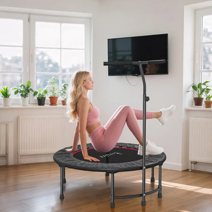 39" Mini Exercise Trampoline, Adjustable T-Bar, Indoor Fitness Rebounder, Black Trampolines at Gallery Canada