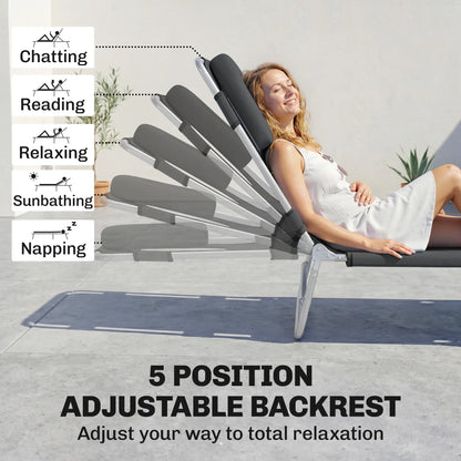 Adjustable Folding Chaise Lounge, Outdoor Tanning Chair, Black Lounger Chairs at Gallery Canada