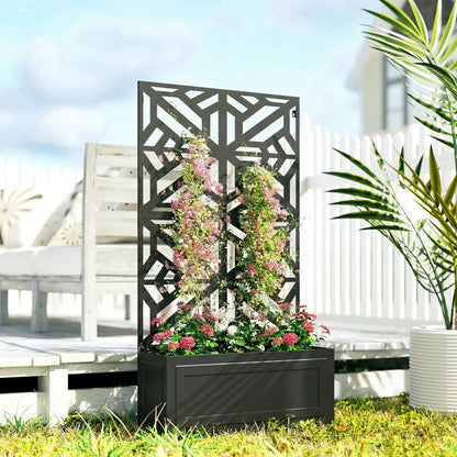 Lit de jardin surélevé en métal avec treillis pour plantes grimpantes, 53x22x66 po