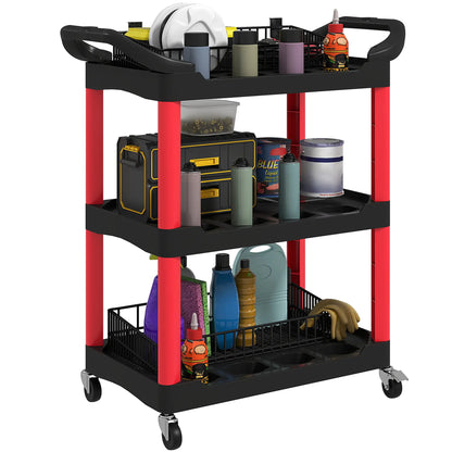 3-Tier Rolling Tool Cart, 200 LBS Capacity, Black & Red Tool Organizers at Gallery Canada