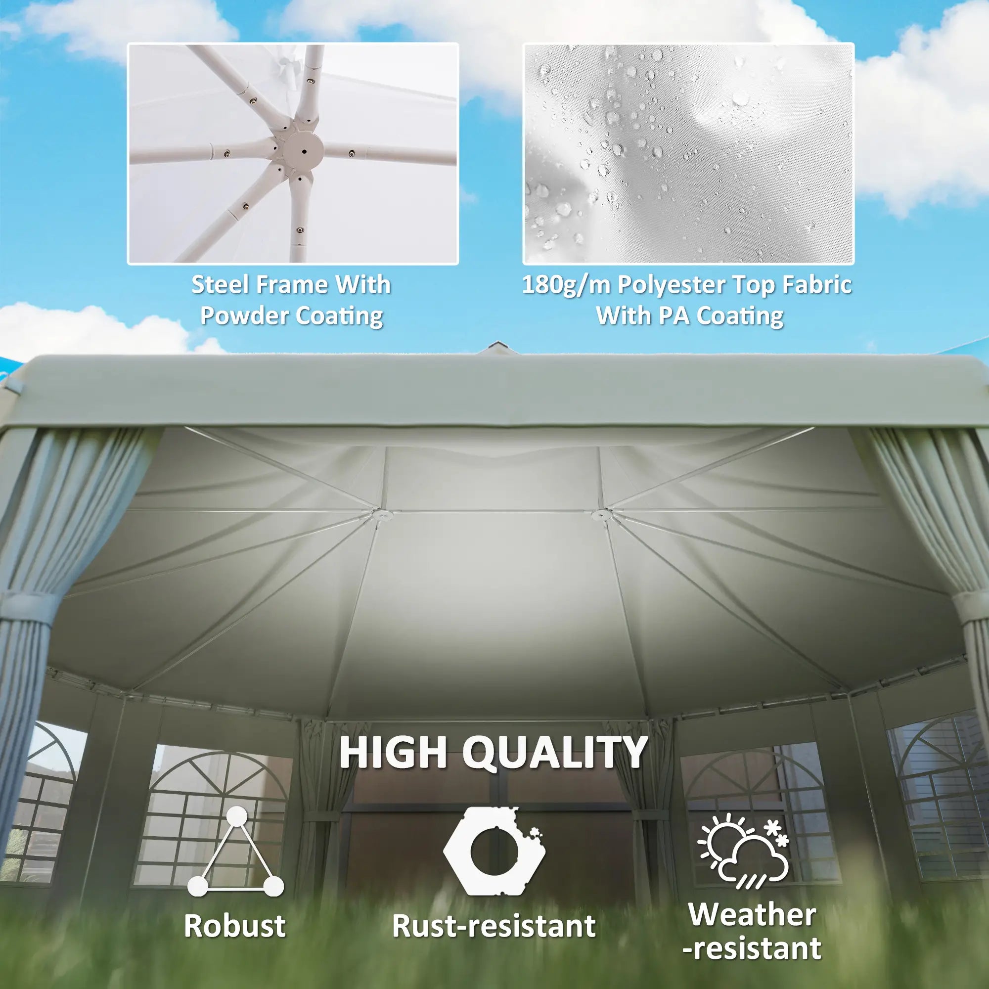 21' x 29' White Wedding Tent, High Peak Decagonal Gazebo With Removable Walls, White Canopy Tents at Gallery Canada