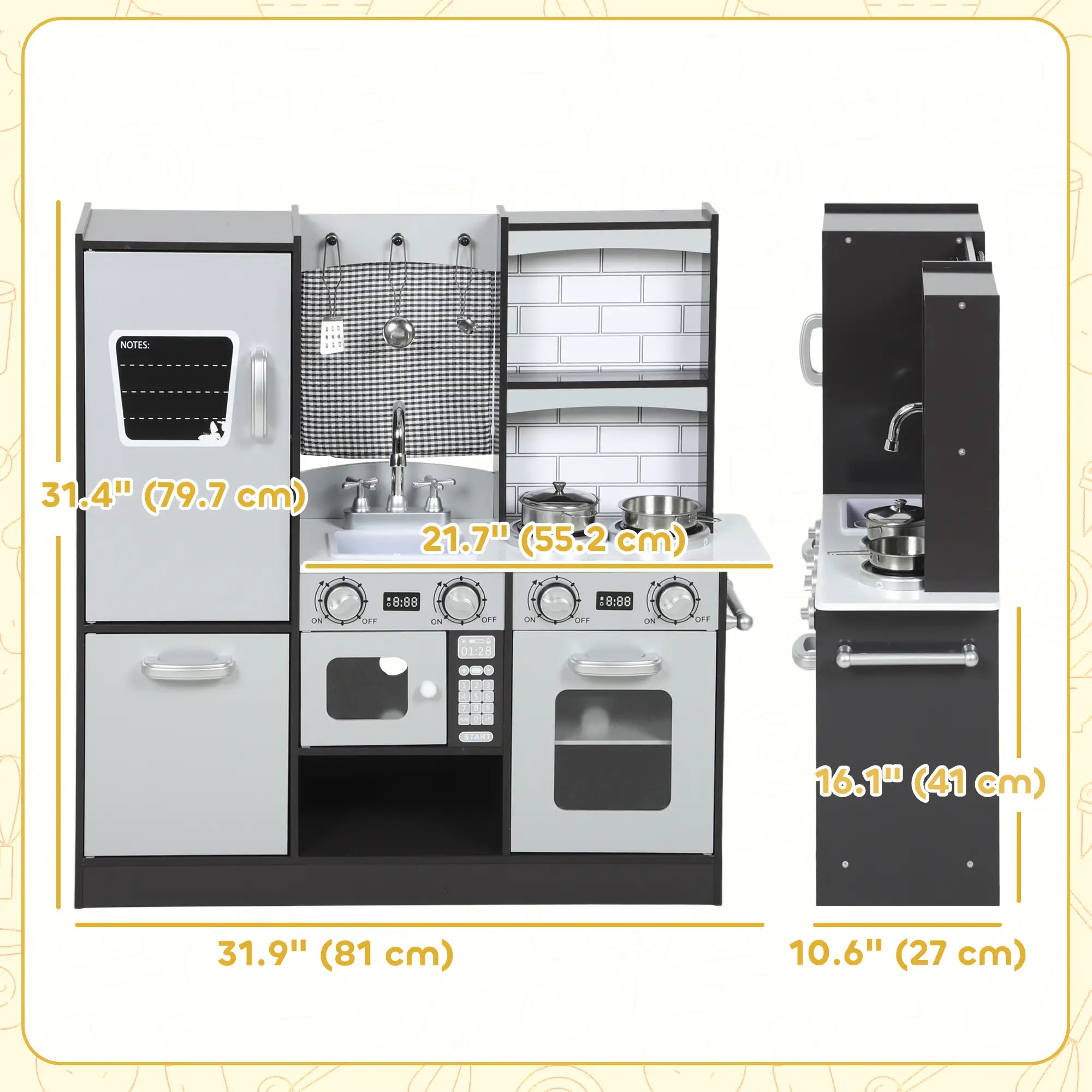 Kids Play Kitchen, Pretend Playset with Sound, Ages 3-8, Dark Brown Play Kitchen at Gallery Canada