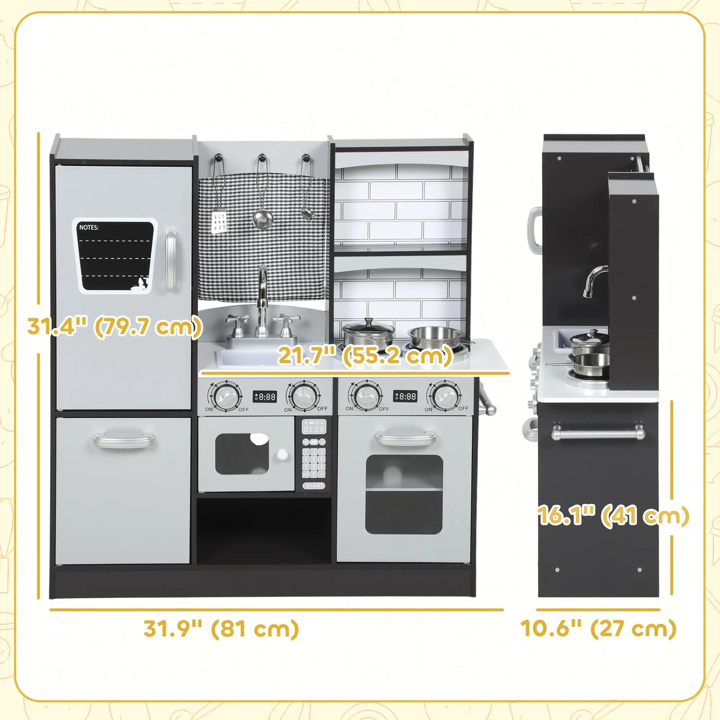 Kids Play Kitchen, Pretend Playset with Sound, Ages 3-8, Dark Brown Play Kitchen at Gallery Canada