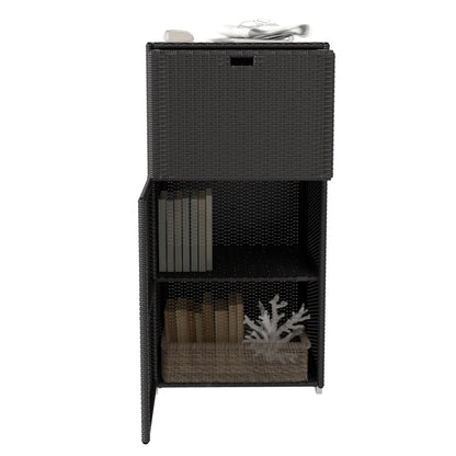 Rattan Outdoor Towel Rack for Pool, Dark Brown Patio Storage Boxes at Gallery Canada