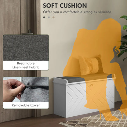 Shoe Storage with Seat, Upholstered Hallway Bench, Shoe Bench with Flip Drawer, Adjustable Shelf for 8 Pairs of Shoes Shoe Storage Cabinets & Racks at Gallery Canada