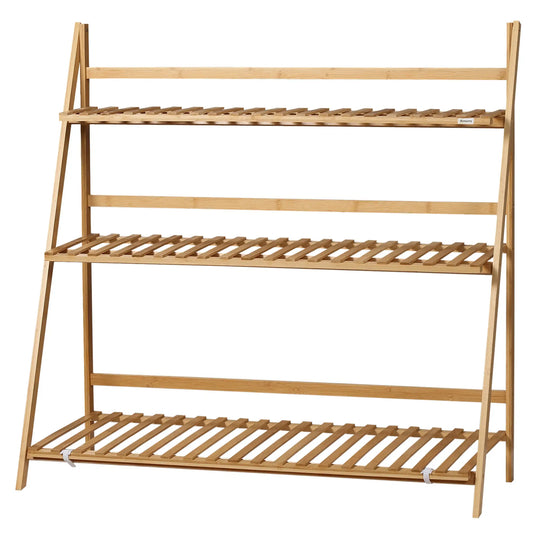 3-Tier Plant Stand, Bamboo Display Shelf, 98x37x96.5cm, Natural Plant Stands Natural at Gallery Canada