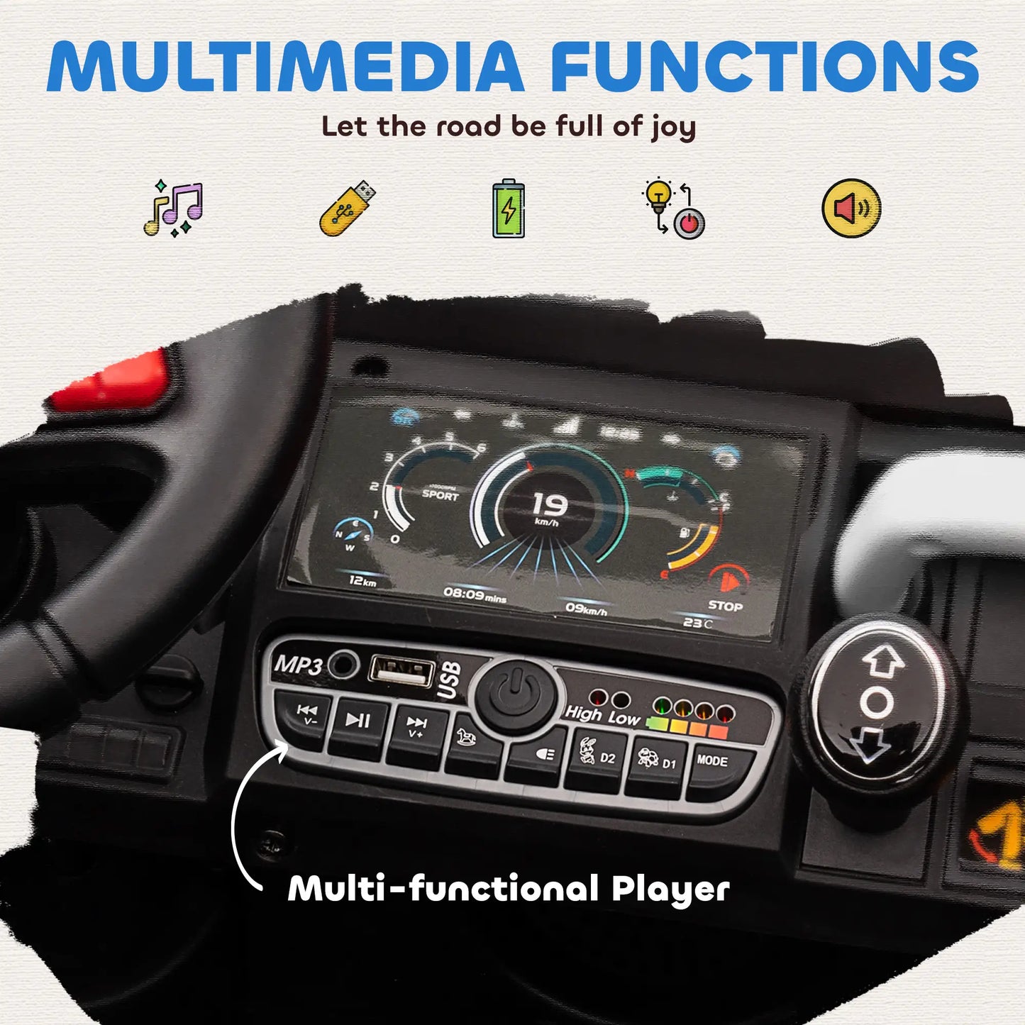 12V Ride On Car, Electric Bucket, Two-Seater, White Electric Toy Cars at Gallery Canada