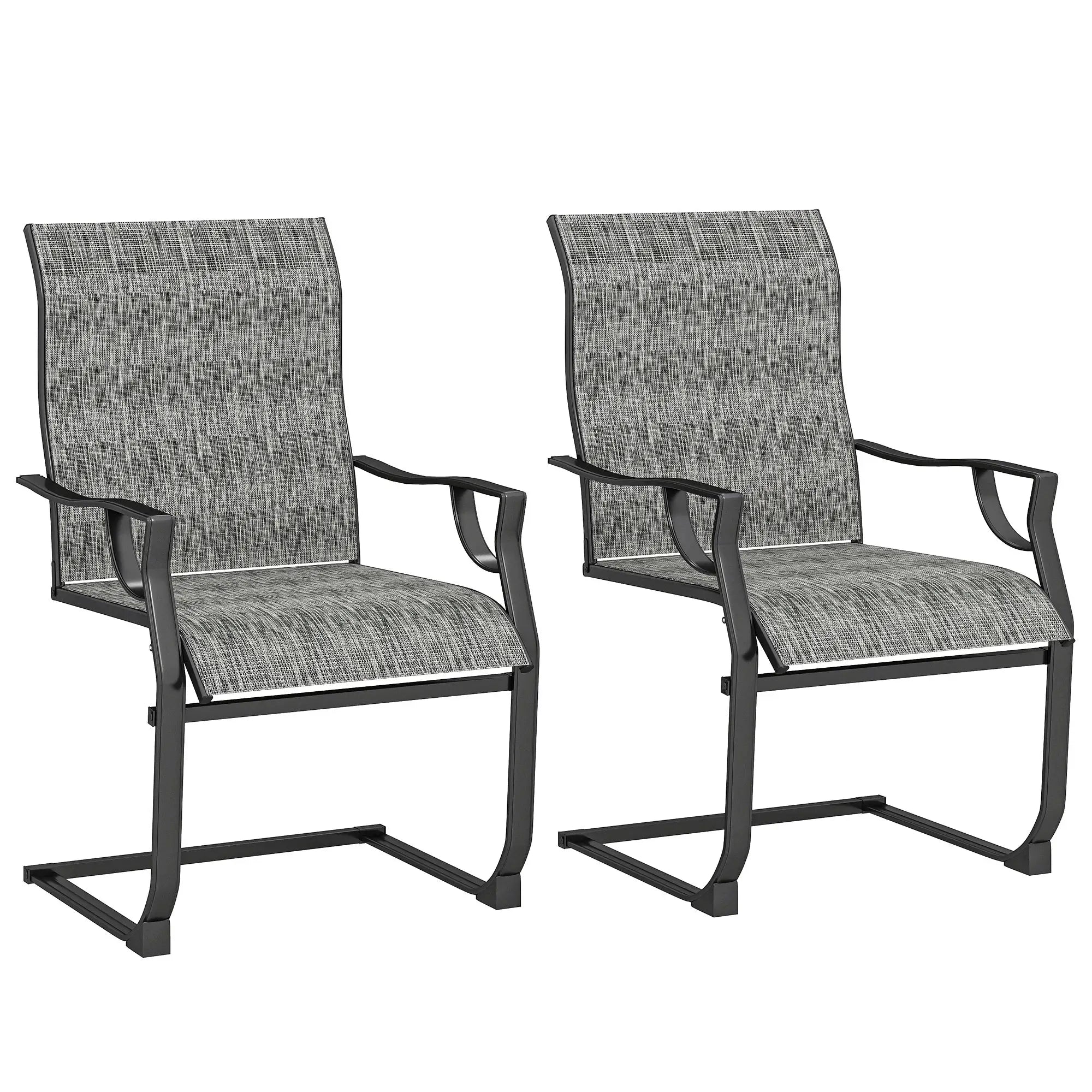 C Spring Motion Patio Chairs Set of 2, High Backrest, Armrest, Breathable Fabric Patio Chairs at Gallery Canada