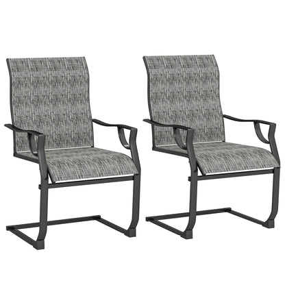 C Spring Motion Patio Chairs Set of 2, High Backrest, Armrest, Breathable Fabric Patio Chairs at Gallery Canada