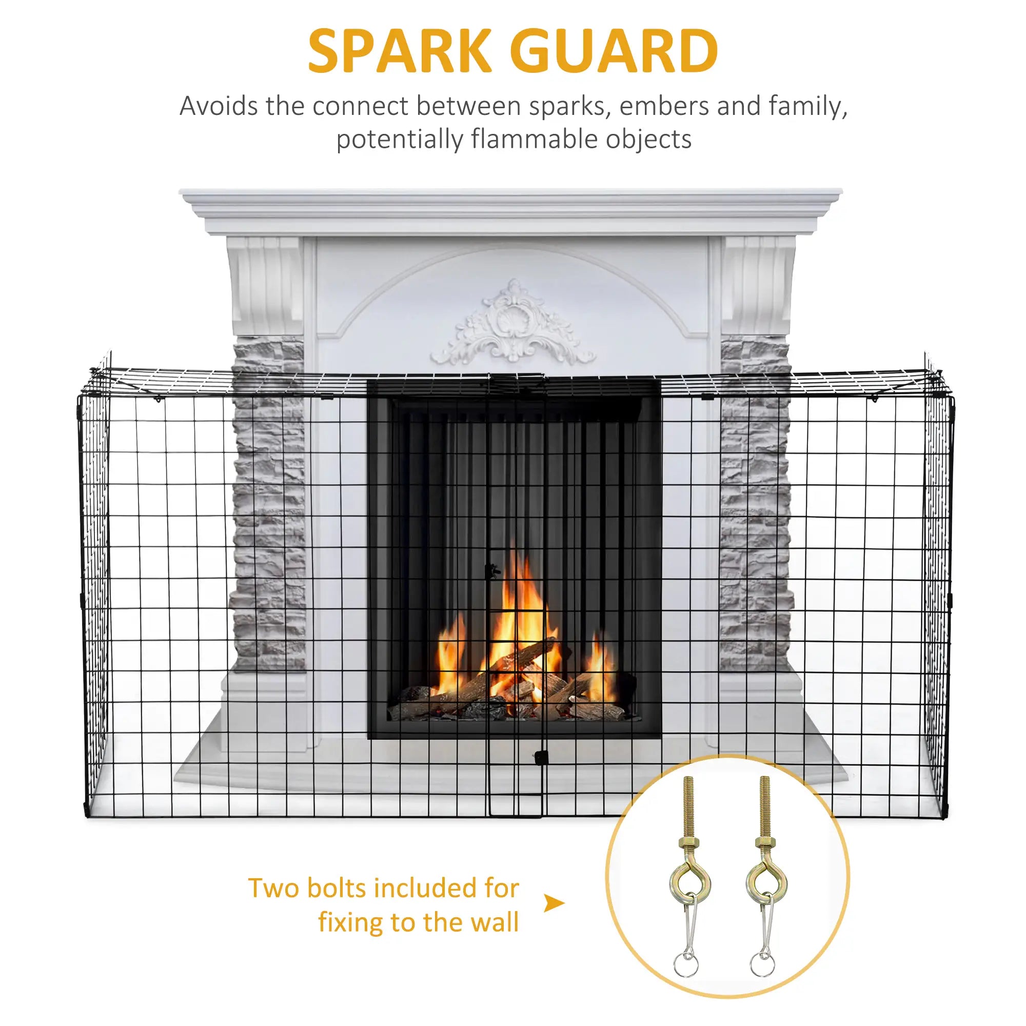 Extendable Fireplace Screen, Metal Mesh Spark Guard, Black Fireplace Screens at Gallery Canada